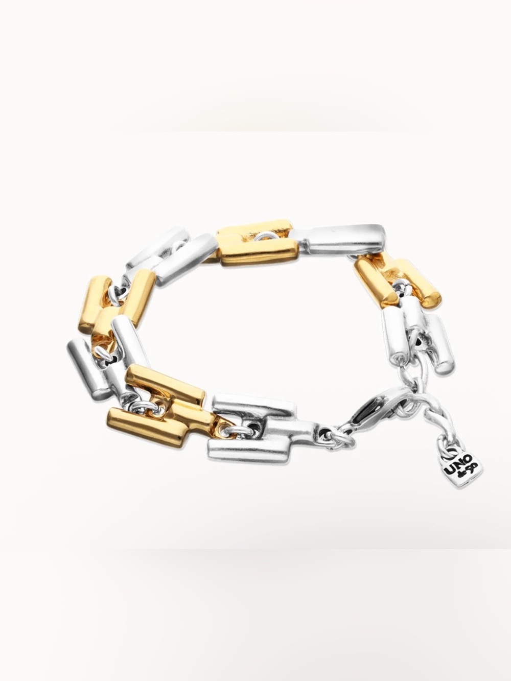 UNO de 50 Two-Tone Gold and Silver square links chain bracelet